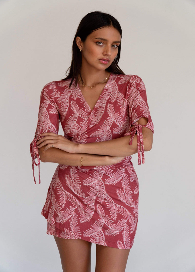 Èze Wrap Dress- Red Leaf Print – Sur La ...